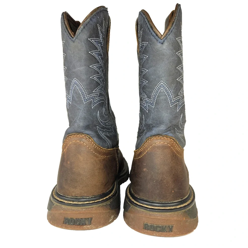 Rocky Ride FLX Western Boots Big Kids Youth 4.5 M Brown Cowboy Riding Rodeo